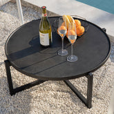 COSIEST front view dark grey table showing modern silhouette and stability