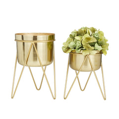 CosmoLiving gold planter front view showing modern shape and instant style
