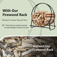 COSTWAY log hoop beside indoor fireplace showing quick access to wood and cozy benefit