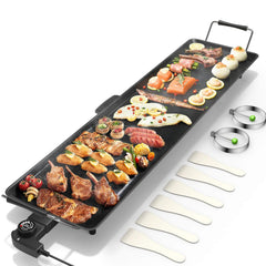 Costzon front view of 35 inch griddle showing full cooking area and controls, ideal for group meals