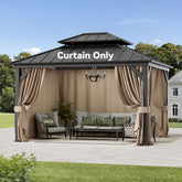 Covered Outdoor front view assembled curtains showing full privacy coverage and clean look