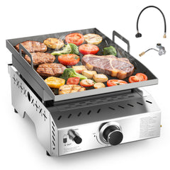 COWSAR front view of tabletop grill showing compact design and griddle benefits