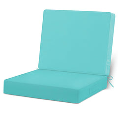Cozyide front view teal cushion on chair showing plush look and curb appeal