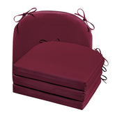 Cozyide front view burgundy cushions showing pack and neat finish benefits