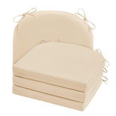 Cozyide front view of four beige cushions showing neat pack and benefit of uniform seating
