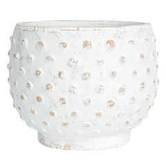 Creative Co-Op planter beside an 8-inch nursery pot for clear size comparison benefit