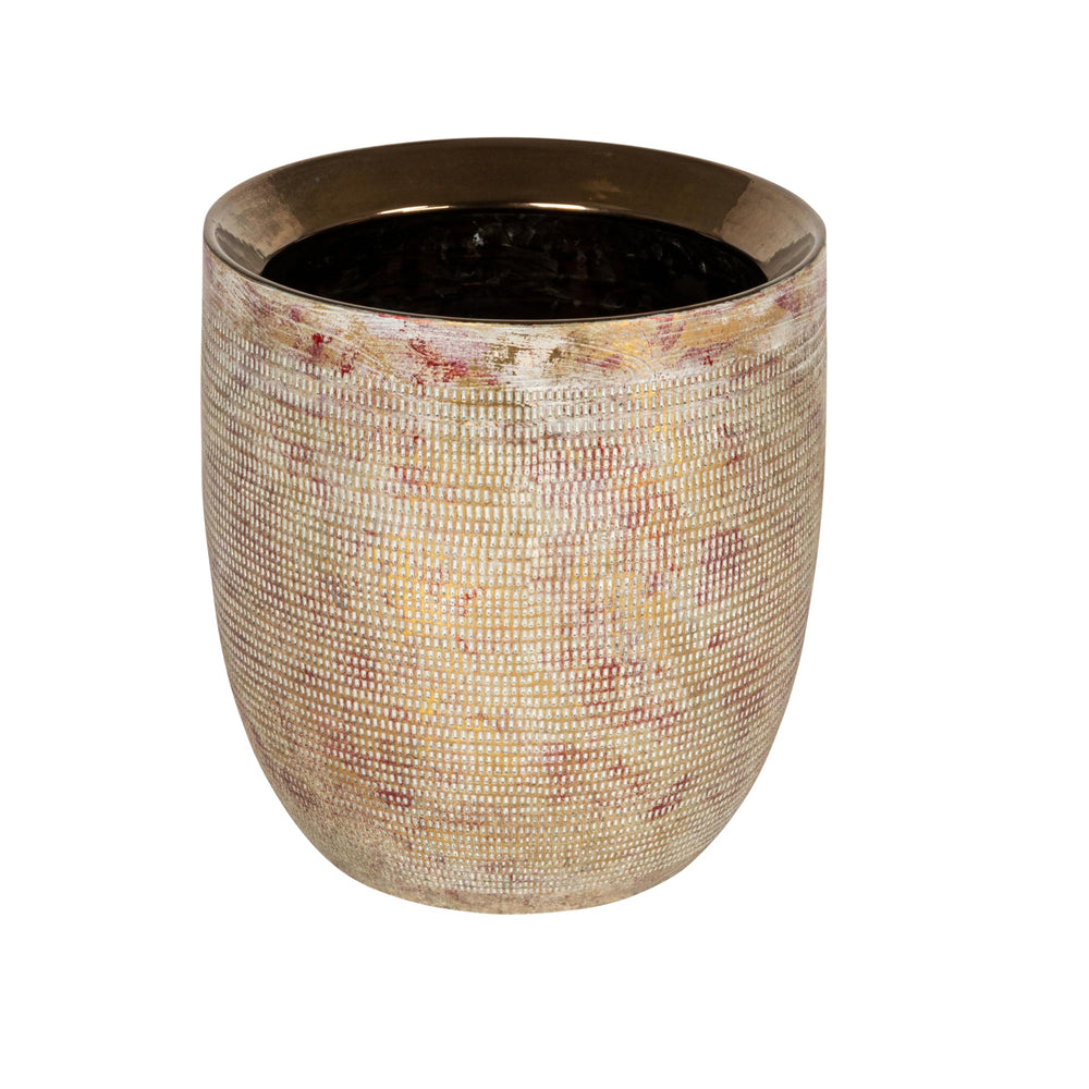 Creative Co-Op front view metallic gold planter showing sculptural shape and decorative appeal