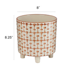 Creative Co-Op close-up of stoneware abstract print texture, highlights artisanal glaze detail