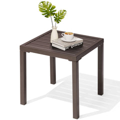Crestlive Products brown side table front view showing compact footprint and stability