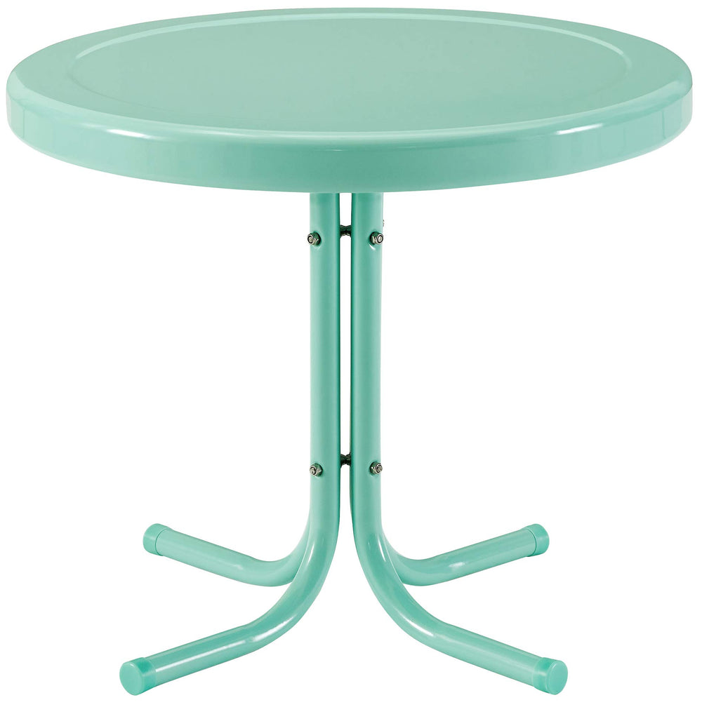 Crosley Griffith front view aqua side table showing vintage style and durability
