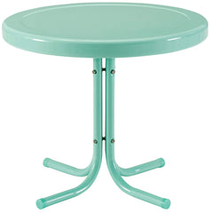 Crosley Griffith front view aqua side table showing vintage style and durability