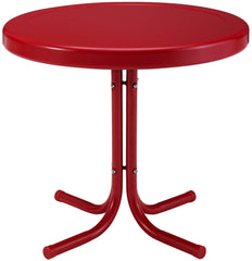 Crosley Griffith front view showing red retro patio table and durable build for style