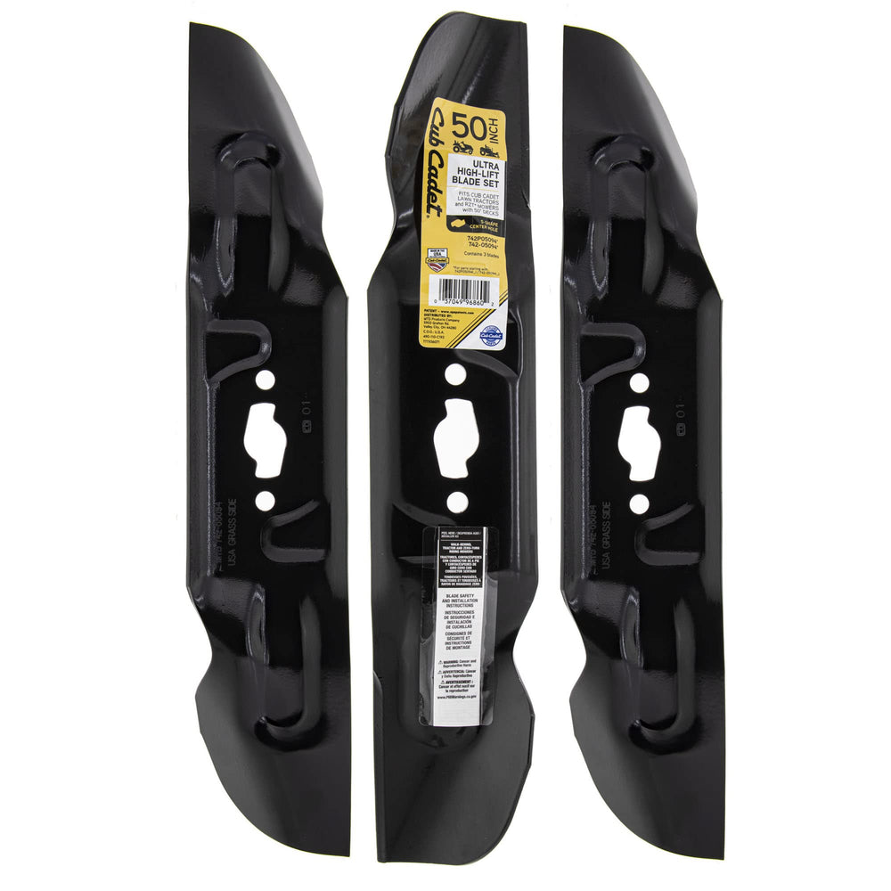 CUB CADET front view of blade set packaging showing OEM replacement quality