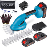 Cub Tik front view of blue trimmer showing controls and shape for easy handling