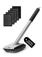 Cuexorik front view showing brush and included pads for safer grilling