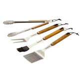 Cuisinart front view of four-piece grill set showing tools and handles benefit organized cooking