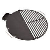 Cuisinart CHA-830 front view on fire pit showing versatile cooking surface and outdoor convenience