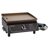 Cuisinart front view showing compact tabletop griddle and cooking area for versatile outdoor meals