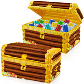 Cunhill front view of inflatable treasure chest cooler showing vintage look and party-ready benefit