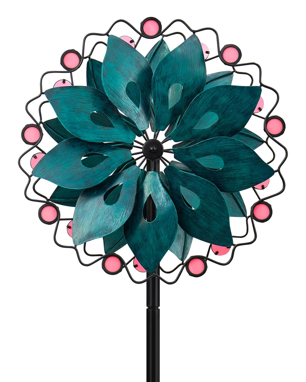 Cyan Oasis front view of spinner adding colorful motion to yard