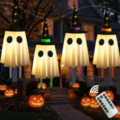 CYSKXYI front view of four witch hat ghost lights creating curb appeal