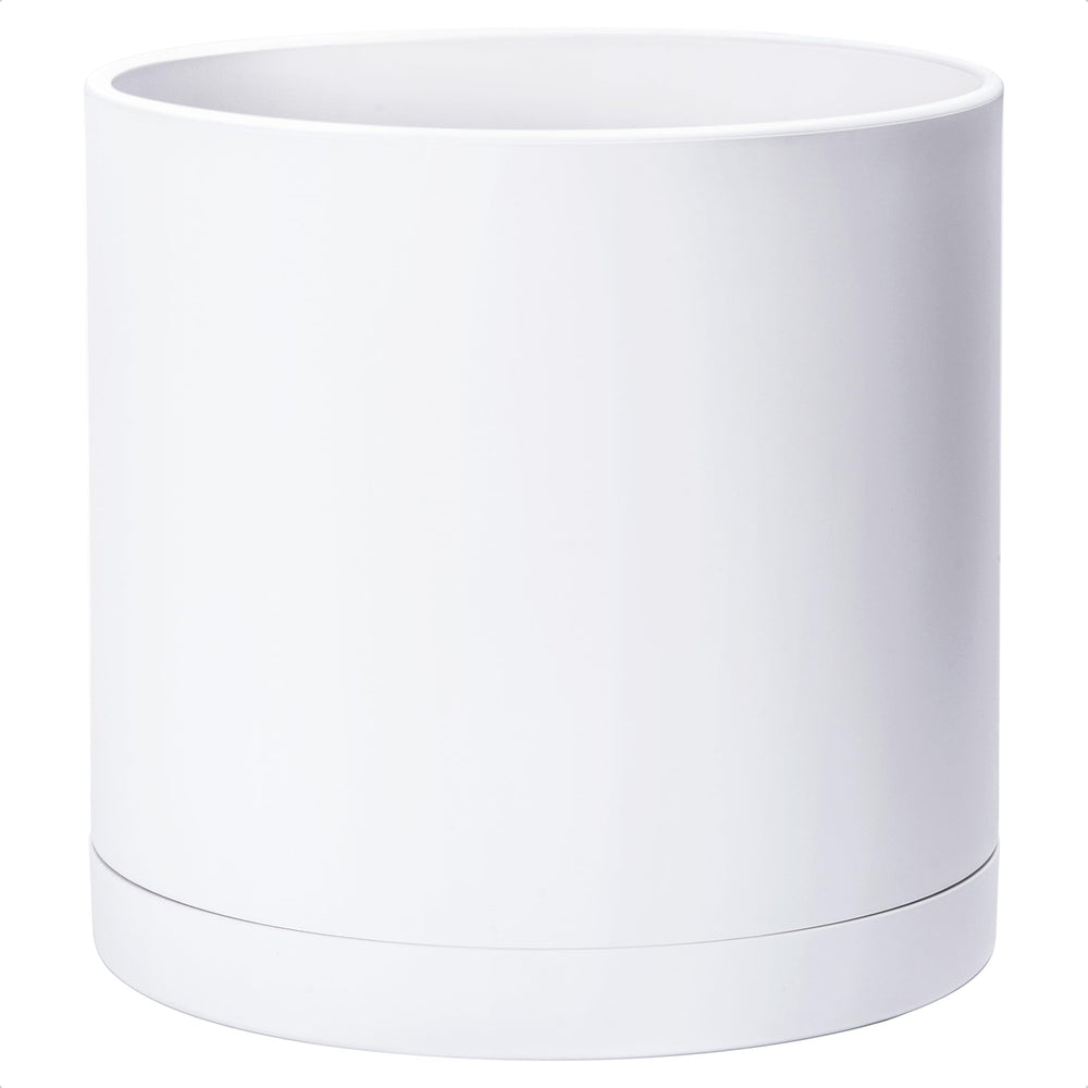 D'vine Dev front view of white planter showing minimalist design and benefit of stylish durability