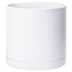 D'vine Dev front view of white planter showing minimalist design and benefit of stylish durability