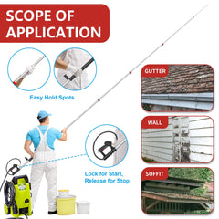 DAIMOT gutter cleaner head close-up directing flow to flush debris effectively