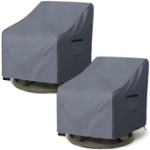 Dalema front view of two grey covers protecting swivel chairs, durable all-weather protection