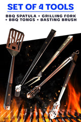 Dalstrong fork held over grill demonstrating secure lifting and control