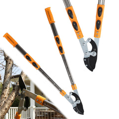 Daneried front view of extendable loppers showing full tool and benefits