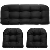 DANGHOOGY front view of three-piece wicker cushion set showing fit and styling benefit