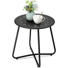 danpinera front view black side table showing durable weather resistance
