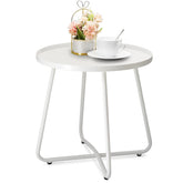 danpinera white side table front view showing durable design and compact footprint