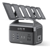 DaranEner front view showing unit and solar panel for portable reliable power
