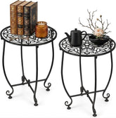 DARCKLE front view of two tables showing compact outdoor styling and durable finish
