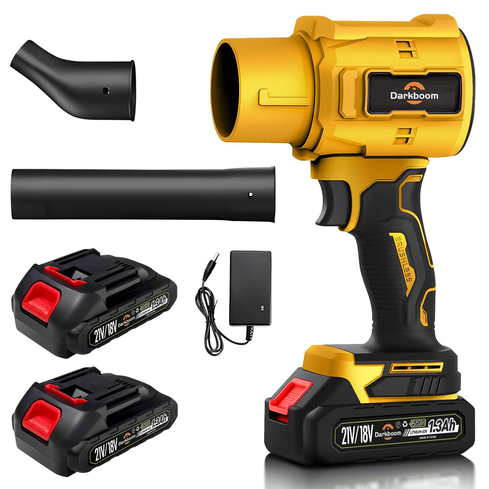 Darkboom handheld blower front view showing compact design and portability benefit