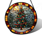 DASTOLL front view of winter tree suncatcher showing vibrant seasonal colors