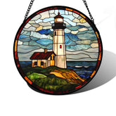 DASTOLL front view of ocean lighthouse suncatcher showing vibrant colors and shape