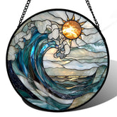 DASTOLL vista frontal del panel con olas azul y blanco ilumina ventanas