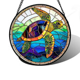 DASTOLL turtle front view showing colorful stained glass and shape benefit bright decor