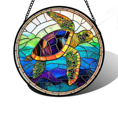 DASTOLL turtle front view showing colorful stained glass and shape benefit bright decor