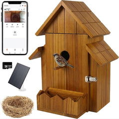 Daulpell front exterior birdhouse showing wood finish and waterproof coating for longevity