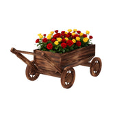 Dawnyard front view of wooden wagon showcasing rustic charm and durable design
