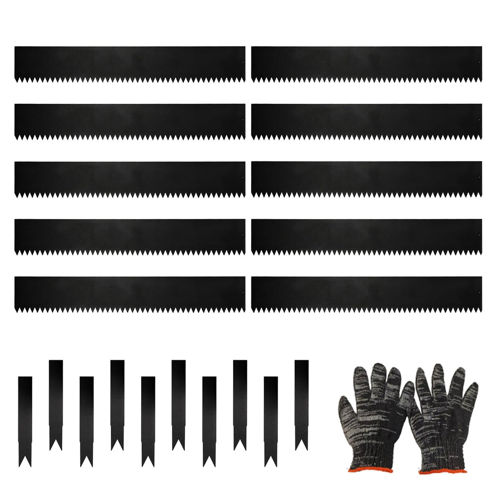 DCLFIRMX front view of 10-pack steel edging kit showing panels and clips benefit neat borders