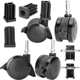 DcYourHome front view of four 70360 locking casters showing complete kit for easy replacement