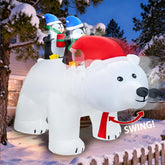 DearSun front view of polar bear with penguins, festive yard centerpiece