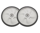 deawater front view of 11x1.75 plastic wheel showing tread and hub, restores mower stability