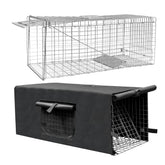 Deblue front view of trap showing secure door and benefit: clear capture visibility