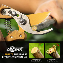 Decerk close-up of gold titanium blade edge highlighting reduced friction benefit